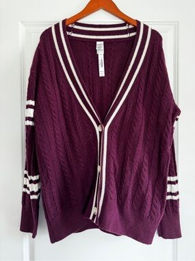 New V.S. PINK Burgundy Red Cardigan Button Down Sweater L